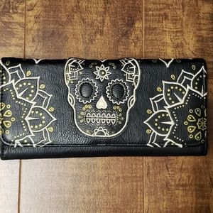Loungefly black sugar skull wallet